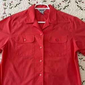 Cabin Creek women’s Coral color Button-Up  Blouse PM